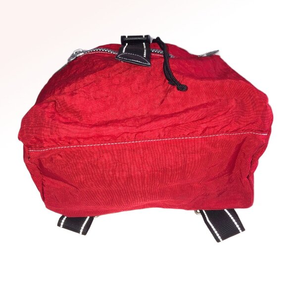 Red Disney Logo Nylon Backpack Drawstring Flap Pack 14”x11” - Picture 6 of 10